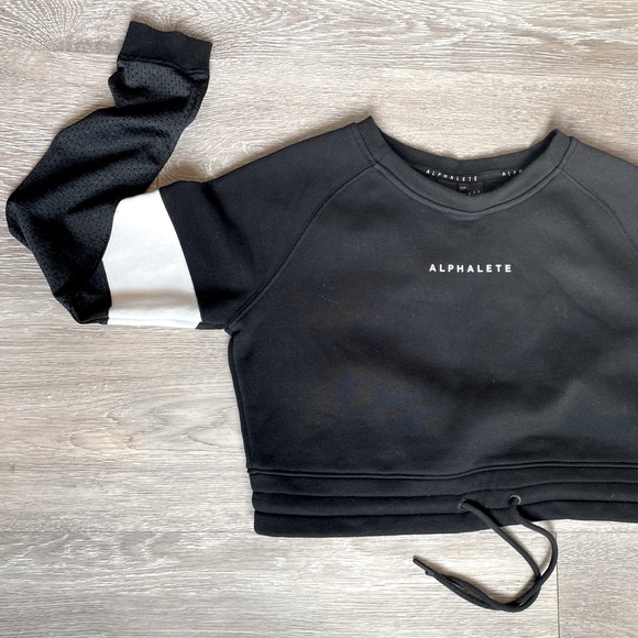 ALPHALETE (NWOT) - Crop Crew Neck Sweater - Black + White - Size XS - Picture 3 of 16
